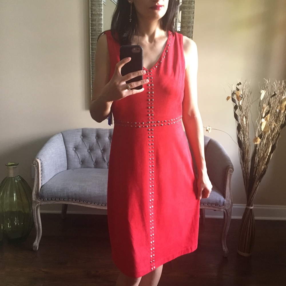 Peter Nygard Faux Suede Red Dress